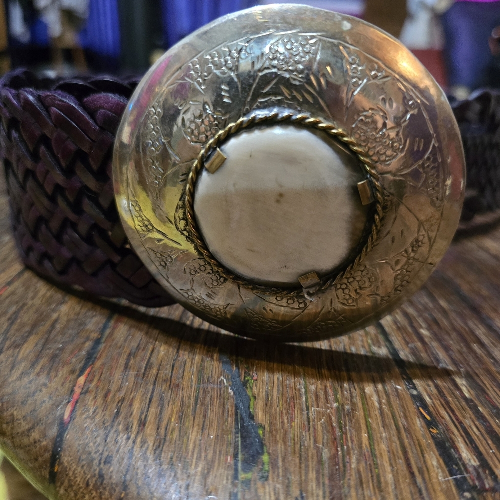 Purple Braided Morrocan Belt with Round Buckle